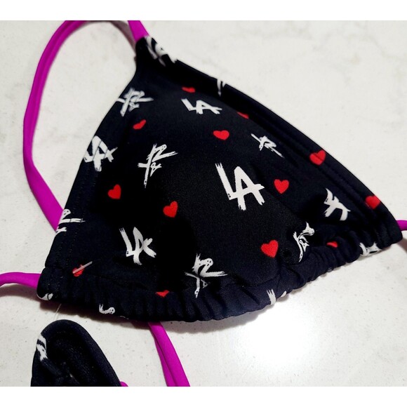 Young & Reckless LA Hearts Two Piece Black Bikini LOGO Size Small NWOT Y&R - Picture 7 of 7